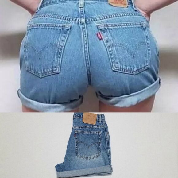 VINTAGE Levi's USA Made Stone Wash Cuffed Shorts - Picture 1 of 12